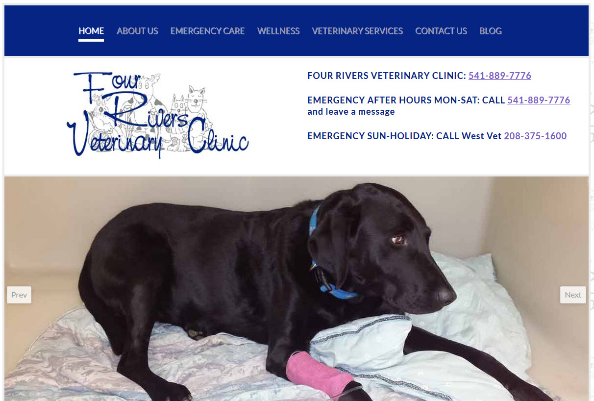 Four Rivers Veterinary Clinic - Veterinary Website Design