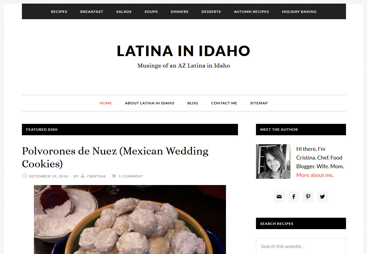 Latina in Idaho - Food Blogger Website Design