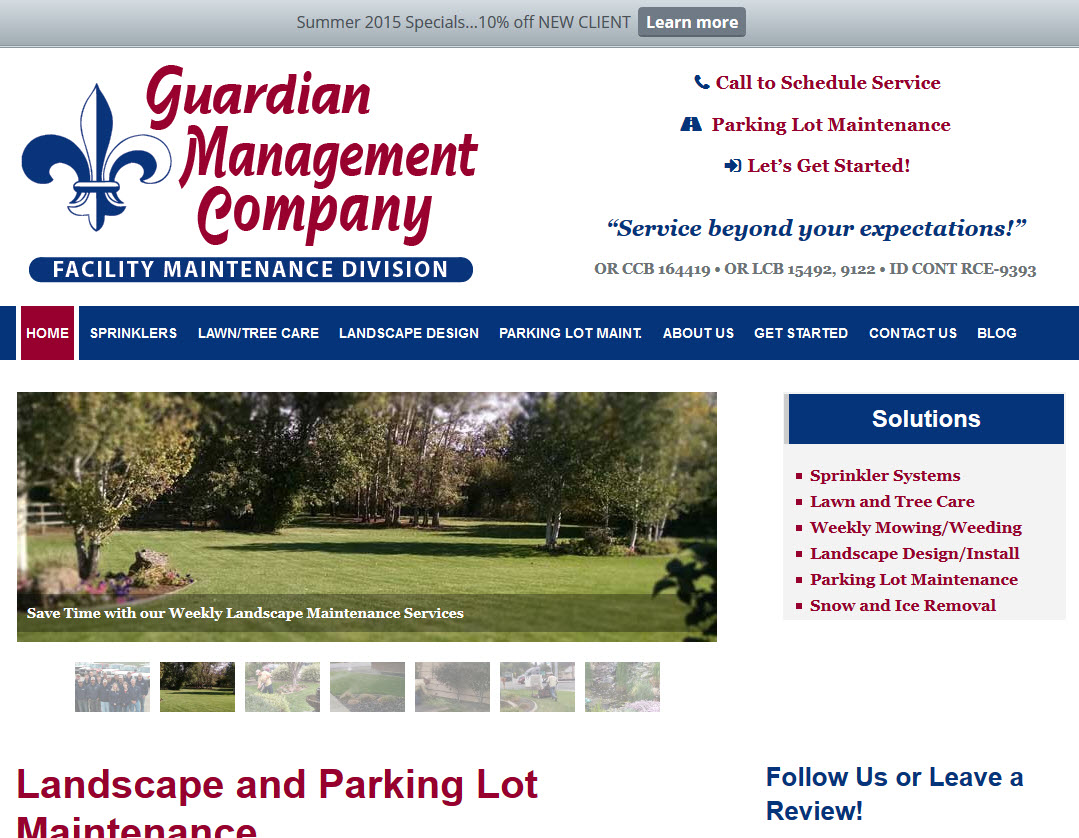 Guardian Management Company - Landscape Maintenance Website