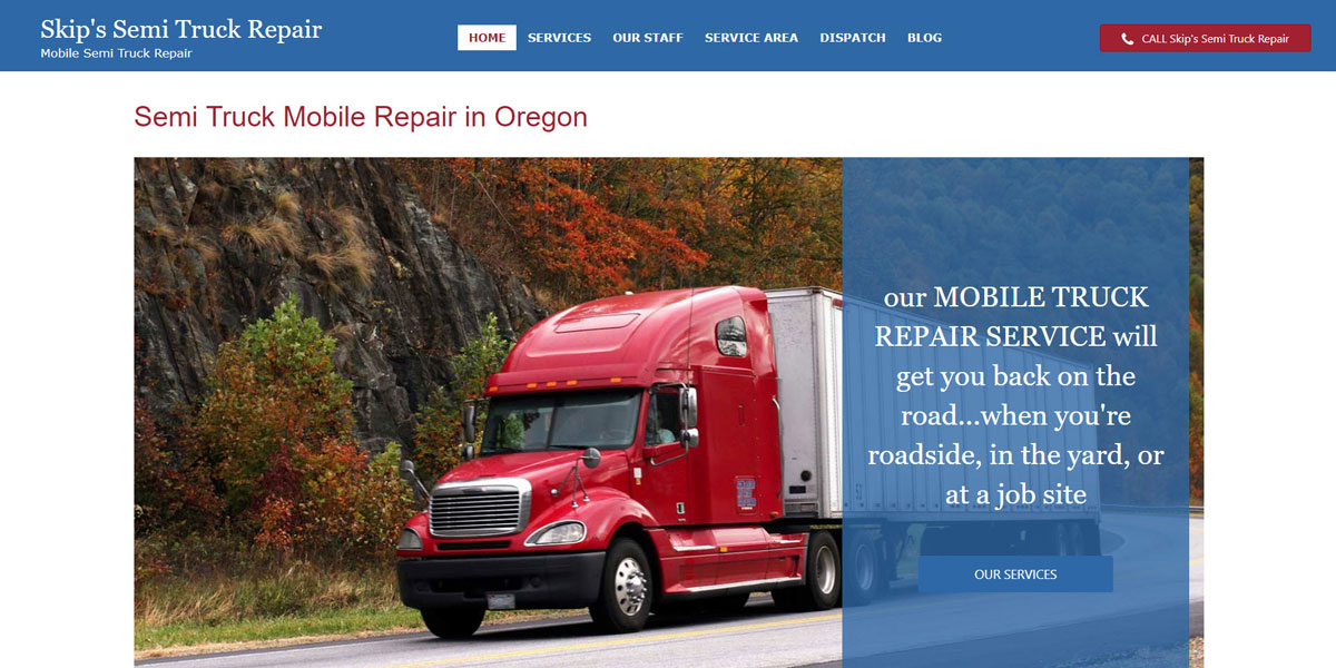 Skip's Semi Truck Repair Web Design Screenshot